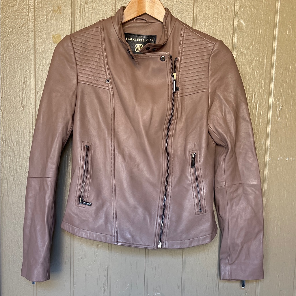 Bagatelle Women's Taupe Leather Jacket Size S